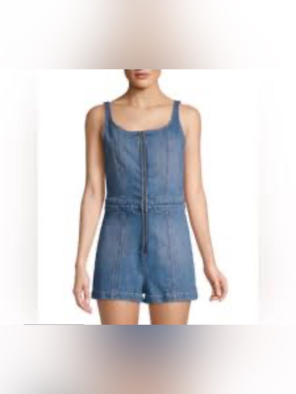Alice + Olivia denim zipped romper size 26 designer quiet luxury